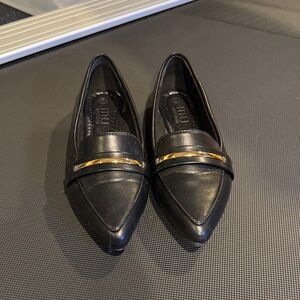 Black and Gold Women's Loafers